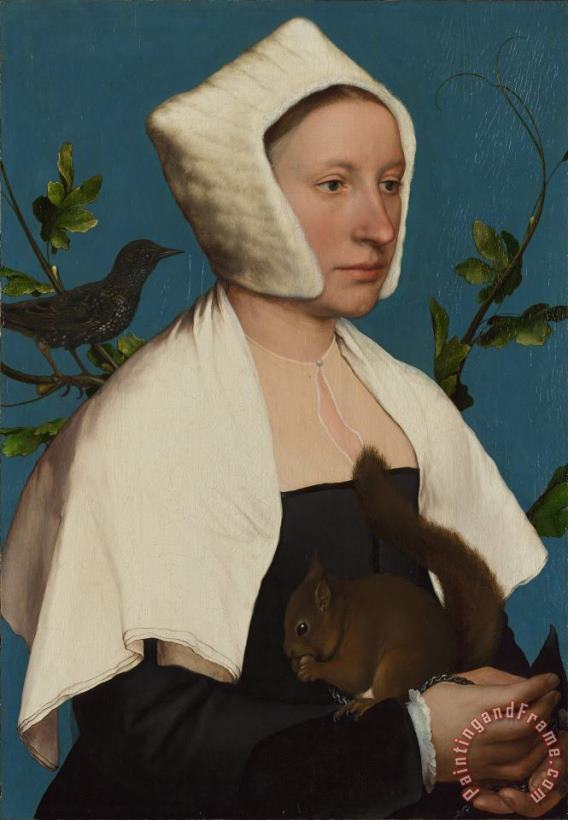 Hans Holbein the Younger A Lady with a Squirrel And a Starling (anne Lovell ) Art Painting