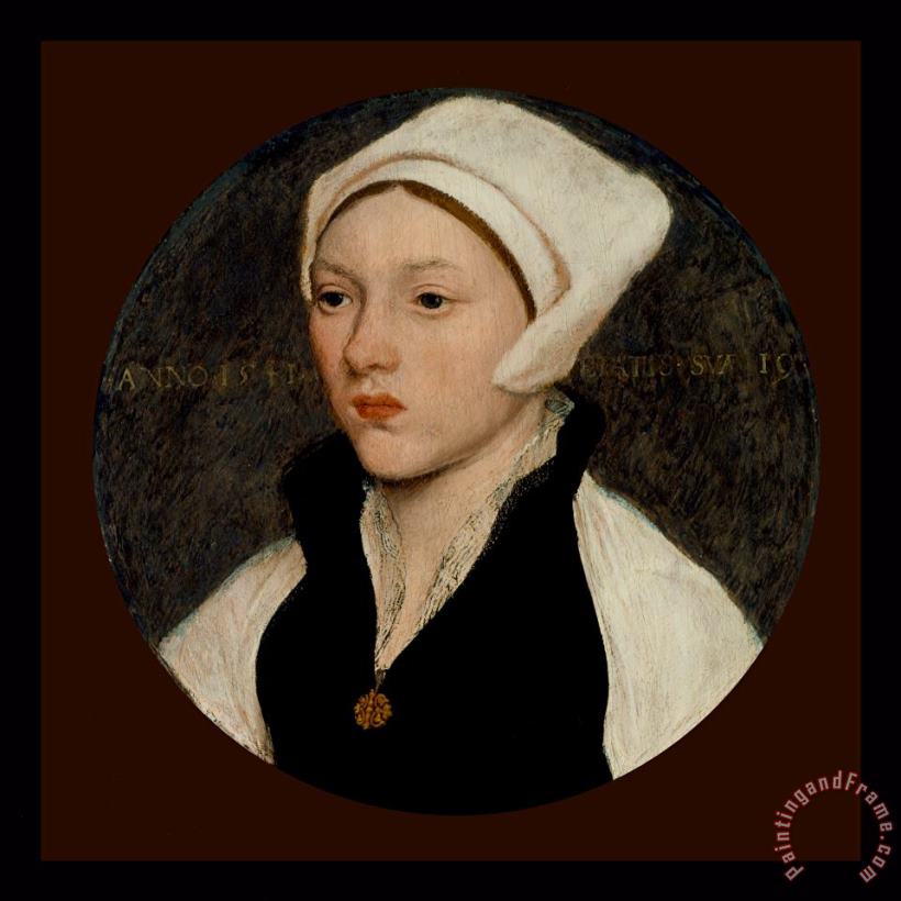 Hans Holbein the Younger Portrait of a Young Woman with a White Coif - 1541 Art Print