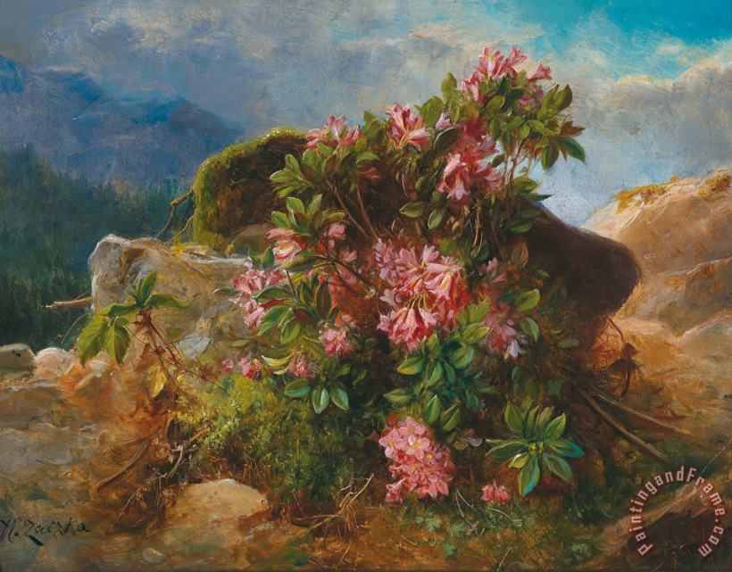 Hans Zatzka Alpine Flowers Art Painting