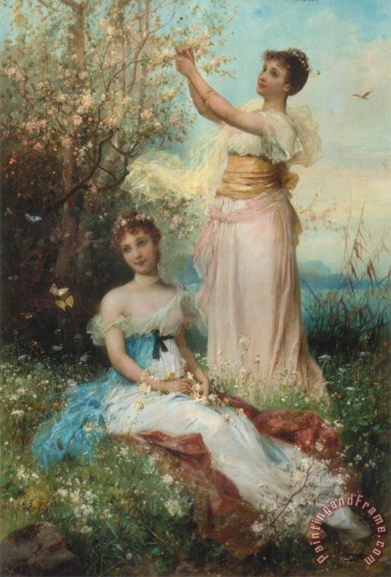 Hans Zatzka Springtime Maidens Art Painting