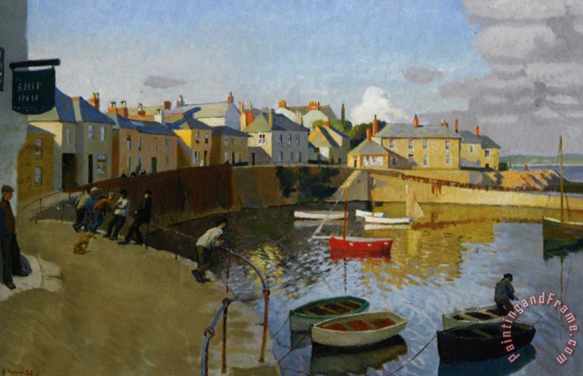 A View of Mousehole painting - Harold Harvey A View of Mousehole Art Print