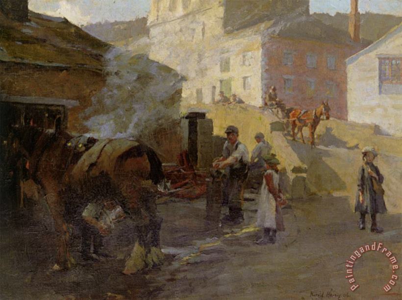 The Blacksmiths Forge Newlyn painting - Harold Harvey The Blacksmiths Forge Newlyn Art Print