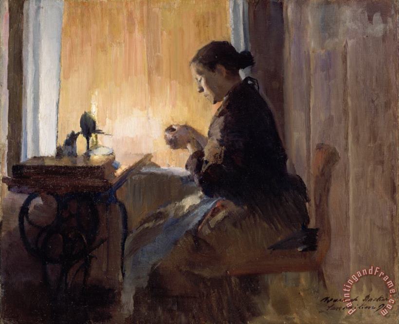 Harriet Backer By Lamp Light Art Painting