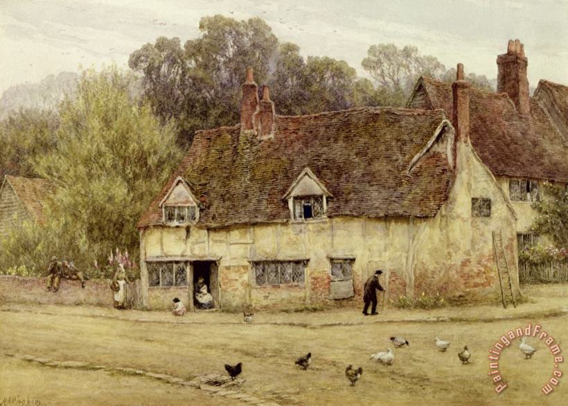 By the Old Cottage painting - Helen Allingham By the Old Cottage Art Print