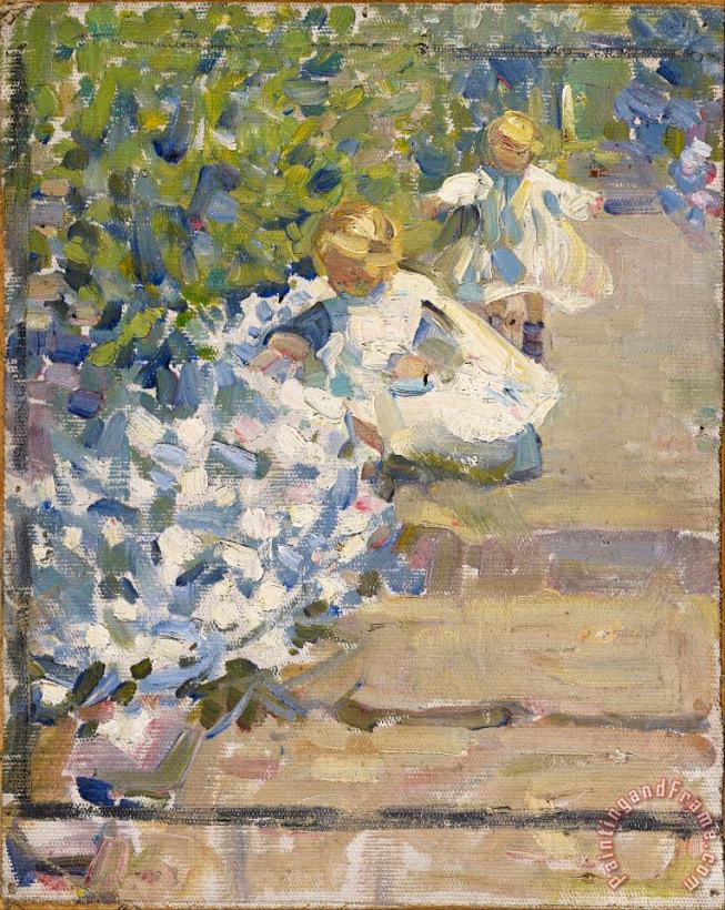 Sketch for Picking Flowers painting - Helen Galloway Mcnicoll Sketch for Picking Flowers Art Print