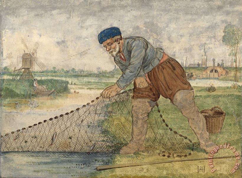 Hendrick Avercamp A Fisherman Hauling in His Net Art Painting
