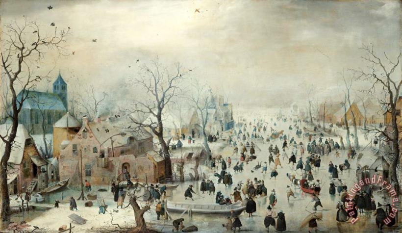 Winter Landscape with Skaters painting - Hendrick Avercamp Winter Landscape with Skaters Art Print
