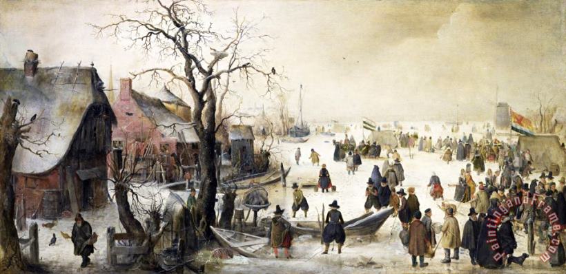 Winter Scene on a Canal painting - Hendrick Avercamp Winter Scene on a Canal Art Print