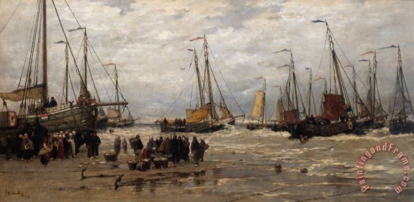 Hendrik Willem Mesdag Pinks in The Breakers Art Painting