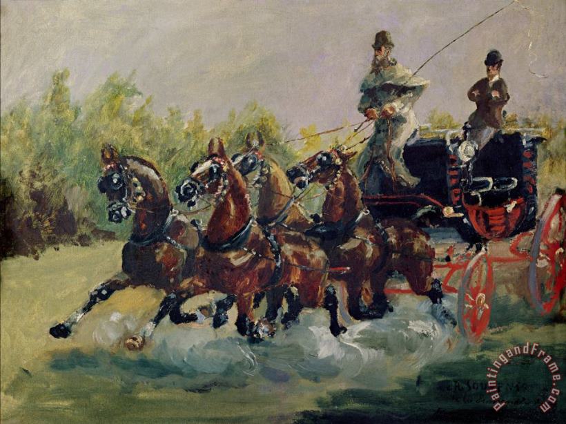 Henri de Toulouse-Lautrec Alphonse De Toulouse Lautrec Monfa (1838 1913) Driving His Mail Coach in Nice Art Print
