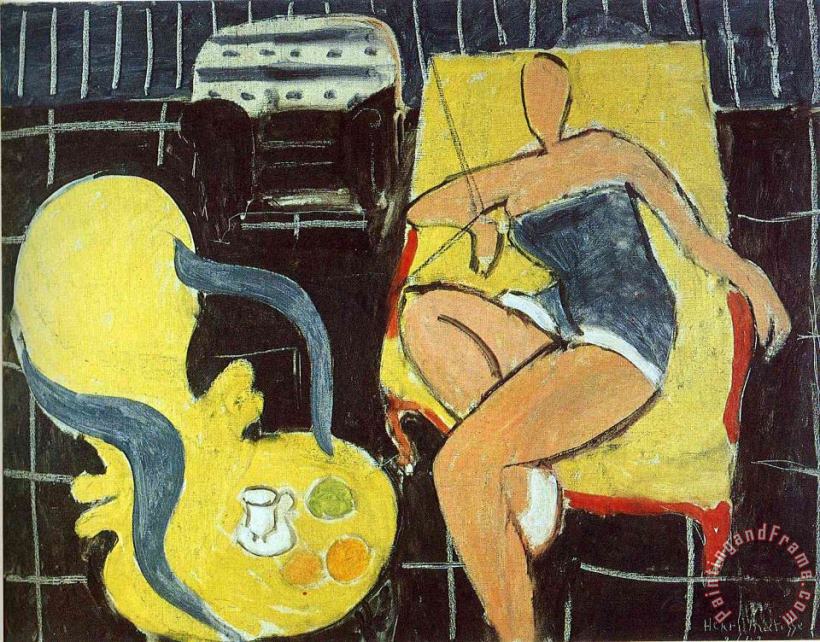 Dancer And Rocaille Armchair on a Black Background 1942 painting - Henri Matisse Dancer And Rocaille Armchair on a Black Background 1942 Art Print