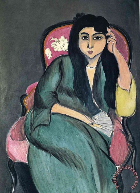 Laurette in Green in a Pink Chair 1917 painting - Henri Matisse Laurette in Green in a Pink Chair 1917 Art Print