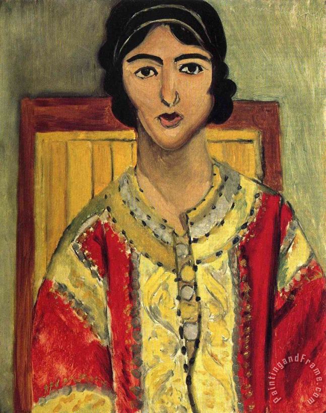 Lorette with a Red Dress 1917 painting - Henri Matisse Lorette with a Red Dress 1917 Art Print