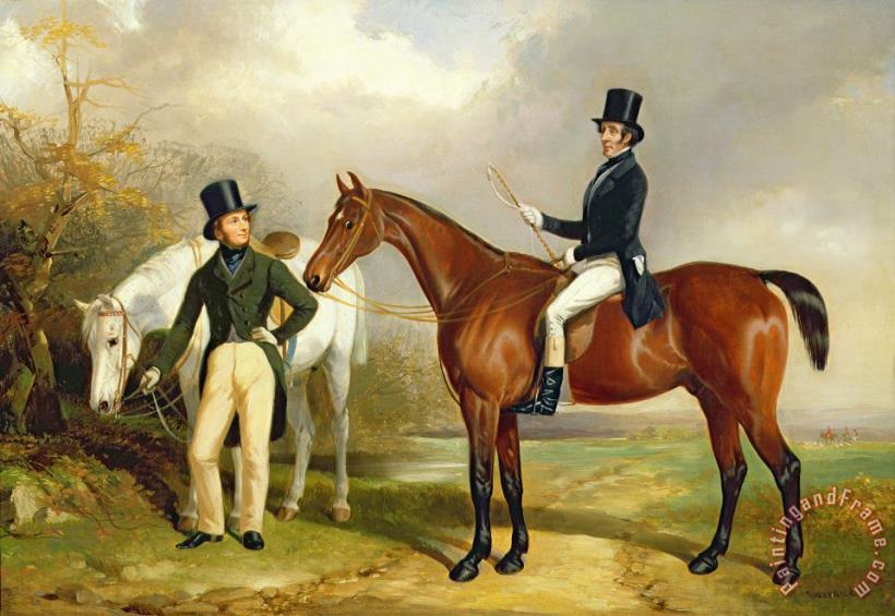 Henry Barraud Two Gentlemen Out Hunting Art Painting