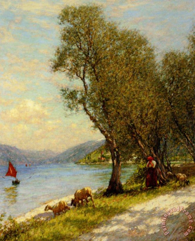 Veronese Shepherdess Lake Garda painting - Henry Herbert La Thangue Veronese Shepherdess Lake Garda Art Print