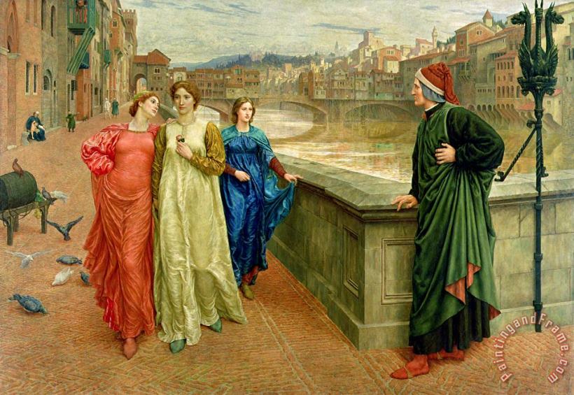 Dante and Beatrice painting - Henry Holiday Dante and Beatrice Art Print