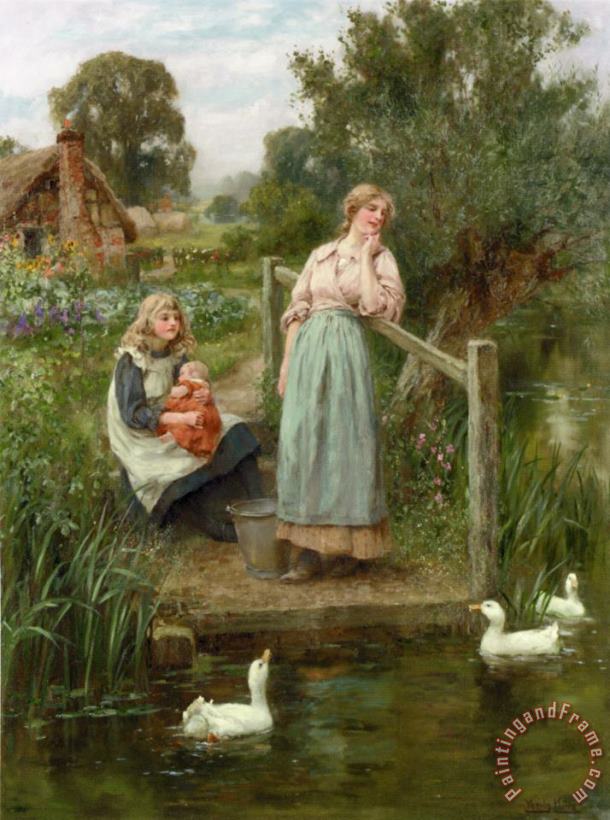 At The Duck Pond painting - Henry John Yeend King At The Duck Pond Art Print