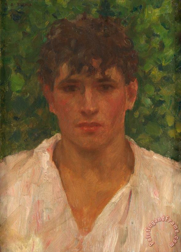 Henry Scott Tuke Portrait of a Young Man with Open Collar Art Painting