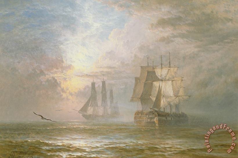 Henry Thomas Dawson Men Of War At Anchor Art Painting