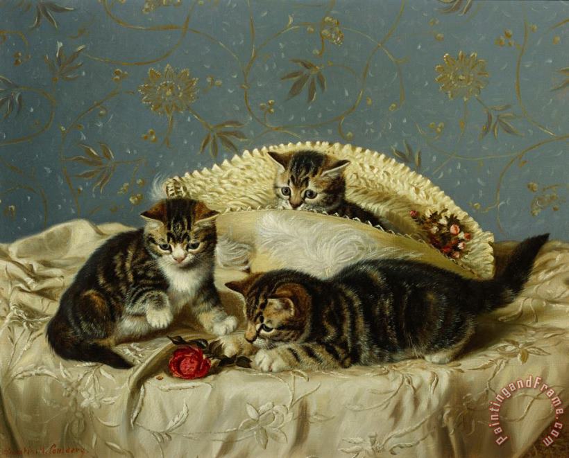 Kittens Up To Mischief painting - HH Couldery Kittens Up To Mischief Art Print