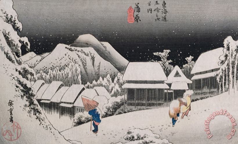Hiroshige Night Snow Art Painting