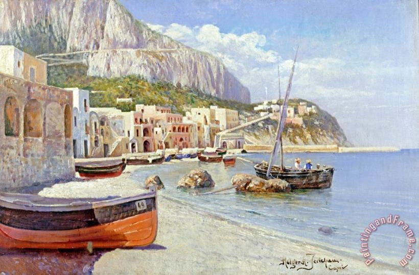 Marina Grande, Capri painting - Holger Hvitfeldt Jerichau Marina Grande, Capri Art Print