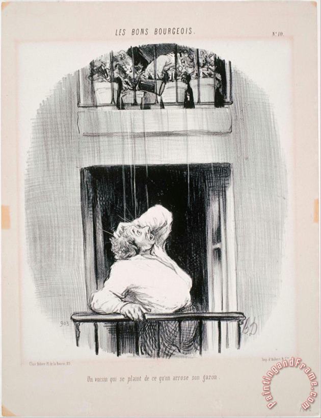 Honore Daumier Les Bons Bourgeois Un Voisin Qui Se Plaint De Ce Qu'on Arrose Art Print