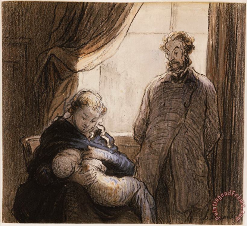 The Family painting - Honore Daumier The Family Art Print