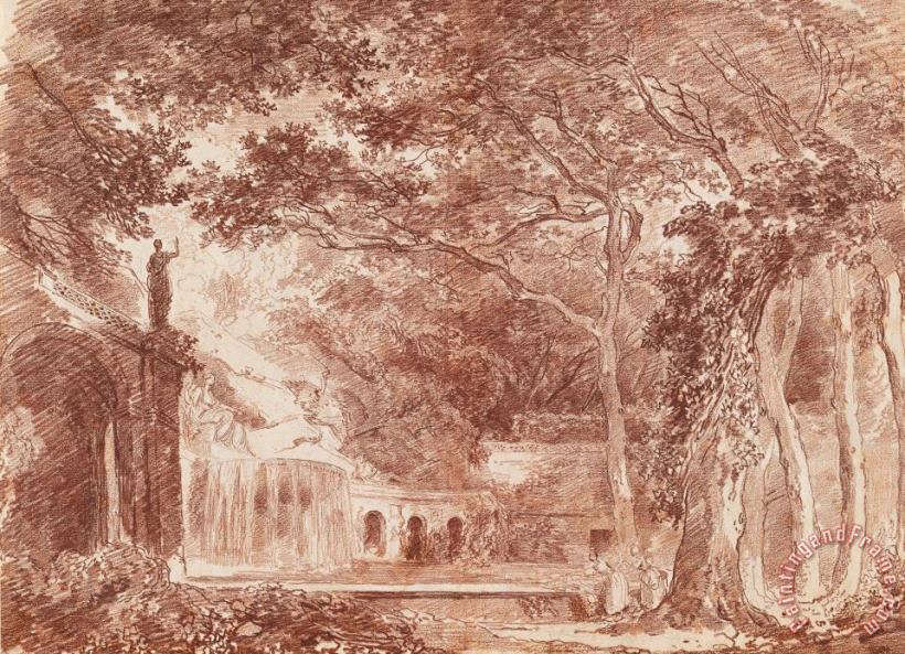 Hubert Robert The Oval Fountain in The Gardens of The Villa D'este, Tivoli Art Painting