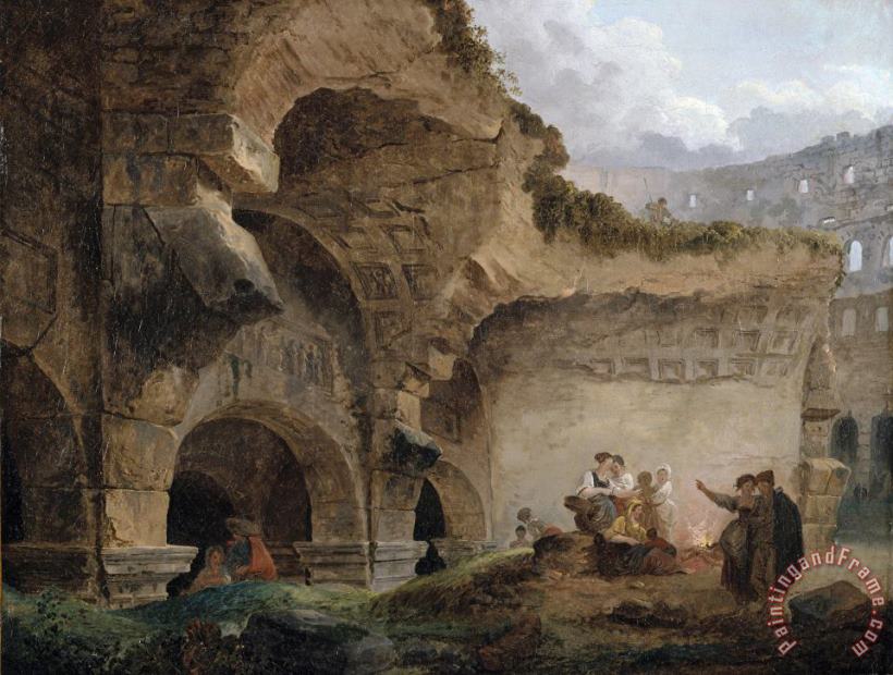 Hubert Robert Washerwomen in The Ruins of The Colosseum Art Print