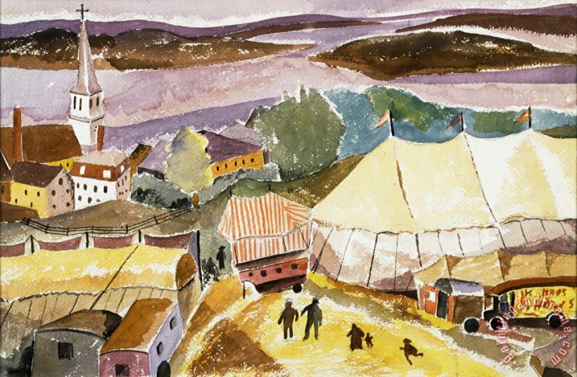 The Circus Comes to Treport painting - Hugh Collins The Circus Comes to Treport Art Print