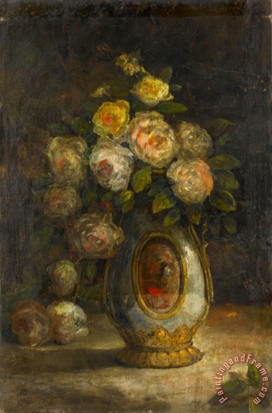 Huseyin Zekai Pasa Gullu Naturmort , Still Life with Roses Art Painting