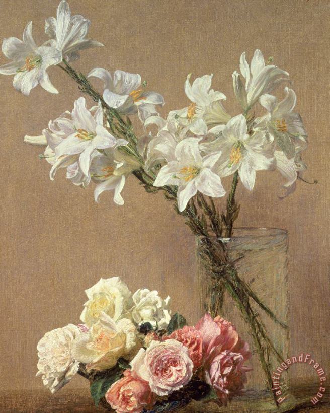 Ignace Henri Jean Fantin-Latour Lilies In A Vase Art Print