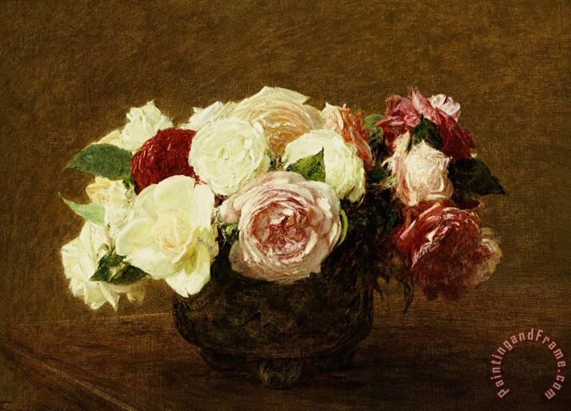 Roses painting - Ignace Henri Jean Fantin-Latour Roses Art Print