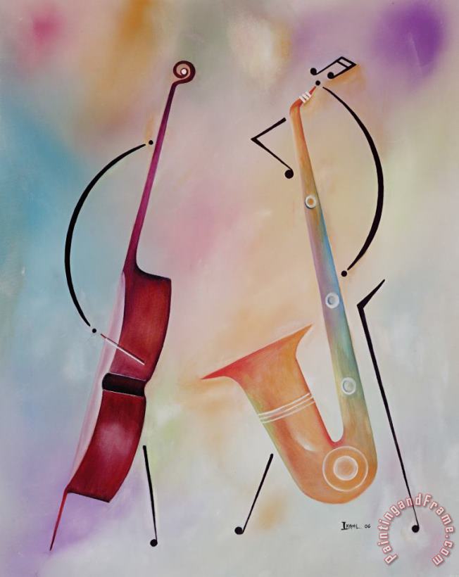 Bass and Sax painting - Ikahl Beckford Bass and Sax Art Print