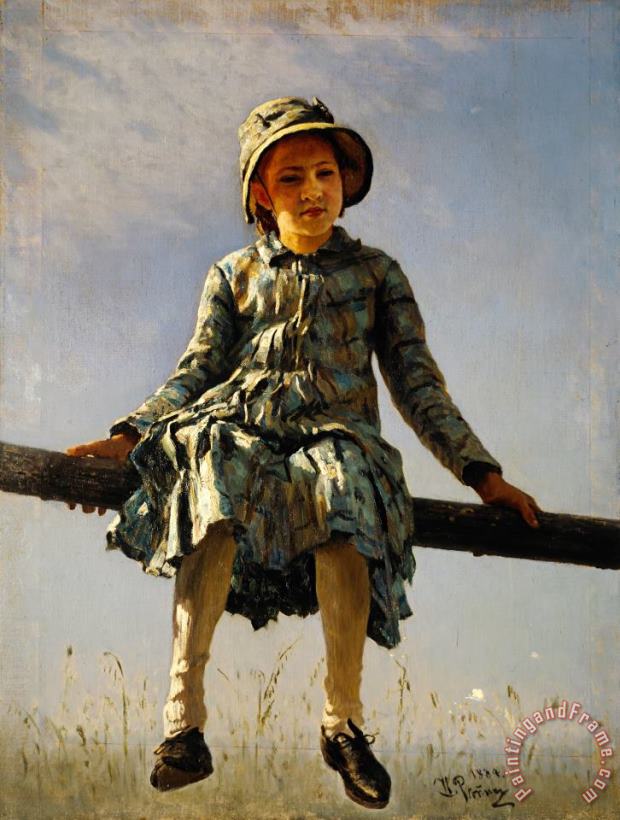 Ilya Repin Dragonfly. Painter's Daughter Portrait Art Print