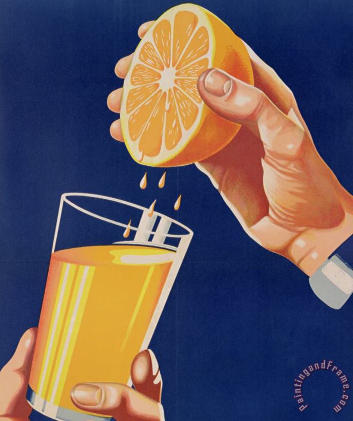 Israeli School Poster With A Glass Of Orange Juice Art Painting