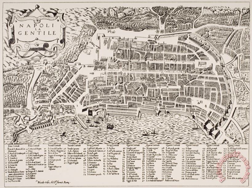 Italian School Antique Map of Naples Art Print