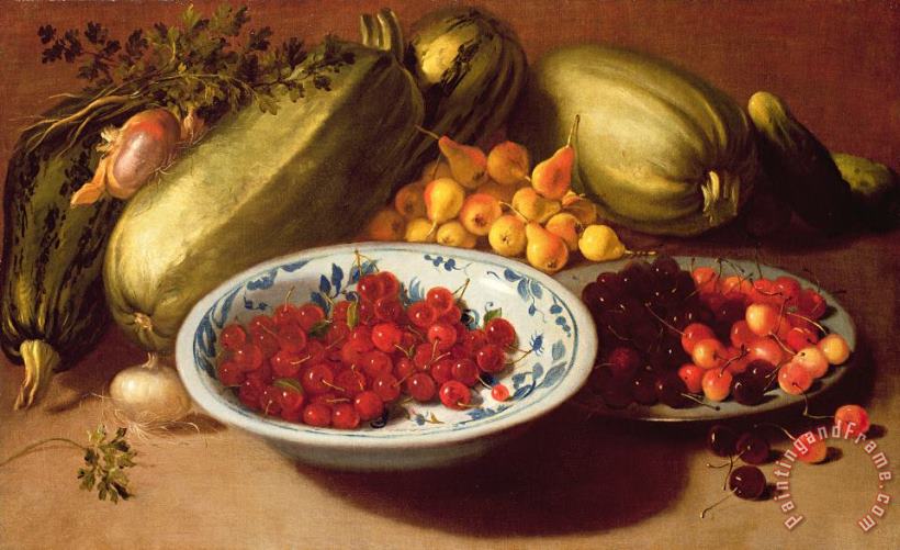 Italian School Still Life of Cherries - Marrows and Pears Art Painting
