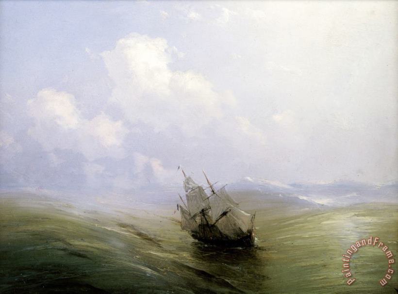 A Sailing Boat in a Heavy Swell painting - Ivan Ayvazovsky A Sailing Boat in a Heavy Swell Art Print