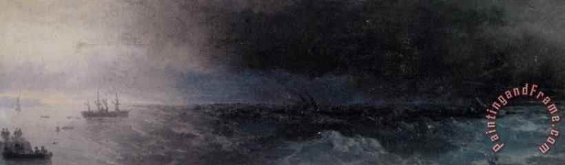 Ivan Constantinovich Aivazovsky Battleship on a Stormy Sea Art Print