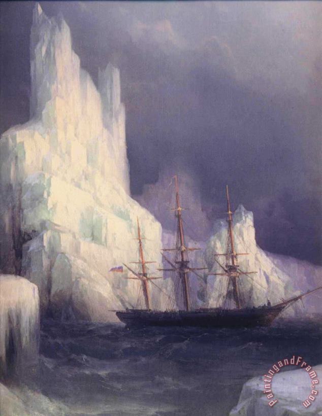 Icebergs in The Atlantic Detail painting - Ivan Constantinovich Aivazovsky Icebergs in The Atlantic Detail Art Print