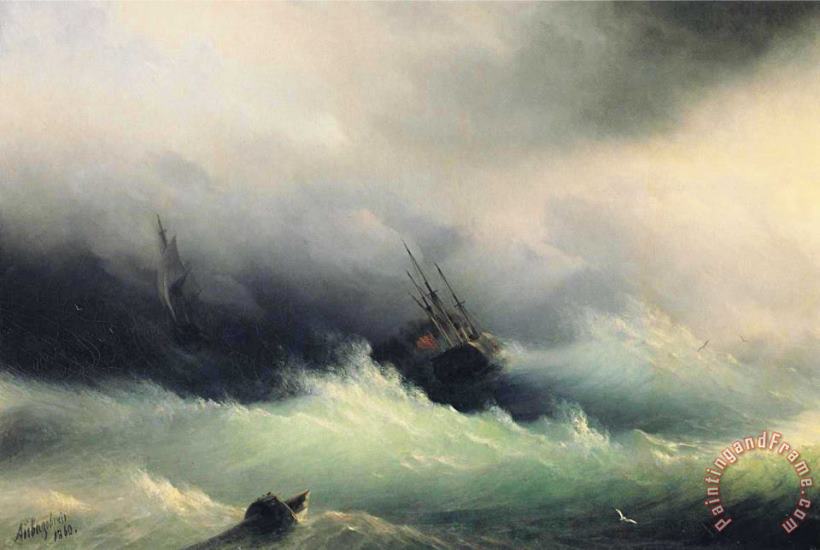 Ivan Constantinovich Aivazovsky Ships in a Storm Art Print