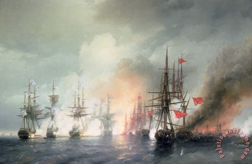Ivan Konstantinovich Aivazovsky Russian Turkish Sea Battle of Sinop Art Painting