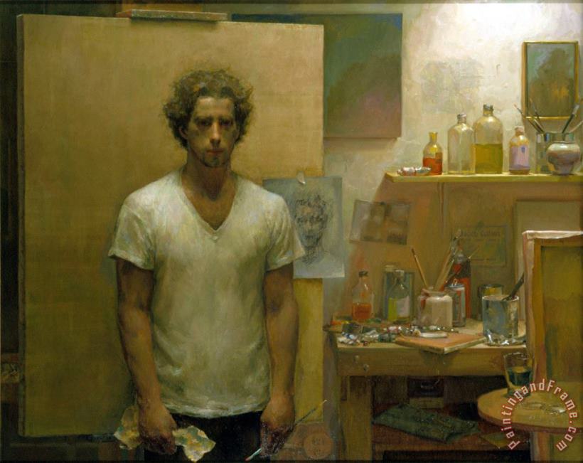 Jacob Collins Self Portrait with Canvas Art Painting