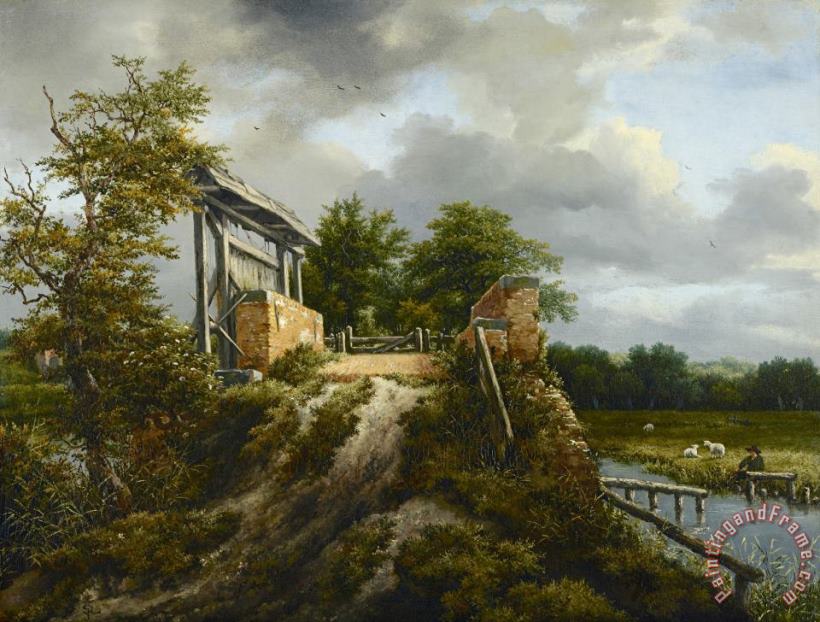 Jacob Isaacksz. Van Ruisdael Bridge with a Sluice Art Painting