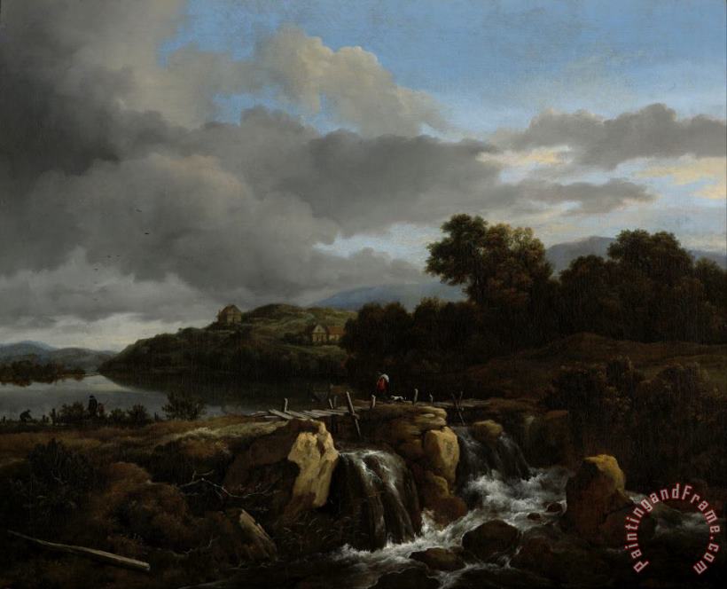 Landscape with Cascade painting - Jacob Isaacksz. van Ruisdael Landscape with Cascade Art Print
