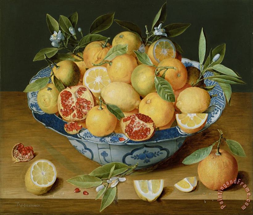 Jacob van Hulsdonck Still Life with Lemons, Oranges And a Pomegranate Art Painting