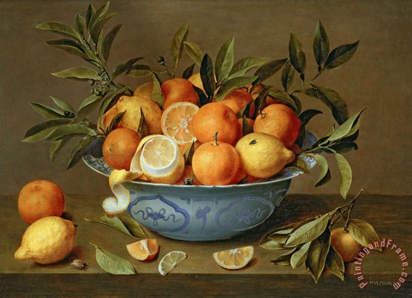 Jacob van Hulsdonck Still Life with Oranges and Lemons in a Wan-Li Porcelain Dish Art Print