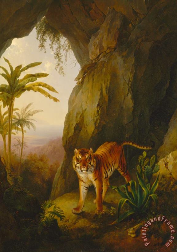 Tiger in a Cave painting - Jacques-Laurent Agasse Tiger in a Cave Art Print